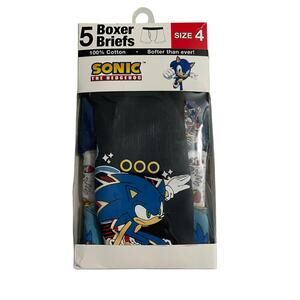 Sonic the Hedgehog Boys Size 4 Cotton Boxer Brief Tagless Underwear 5 Pack SEGA